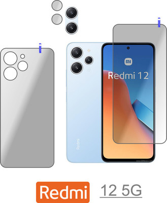 PONDRIK Front and Back Tempered Glass for REDMI 12 5G(Pack of 3)