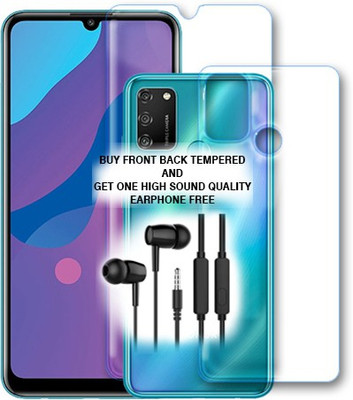 SOMTONE Front and Back Tempered Glass for Honor 9A FRONT BACK TEMPERED GLASS BUY AND GET EARPHONE FREE(Pack of 1)
