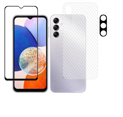 Ten To 11 Front and Back Tempered Glass for Samsung Galaxy A14 5G, Samsung Galaxy A14 5G [Back Carbon Fiber] [Rear Camera Lens Guard](Pack of 3)