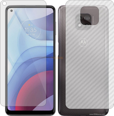 TELTREK Front and Back Tempered Glass for MOTOROLA G POWER 2021 (Front Matte Finish & Back 3d Carbon Fiber)(Pack of 2)