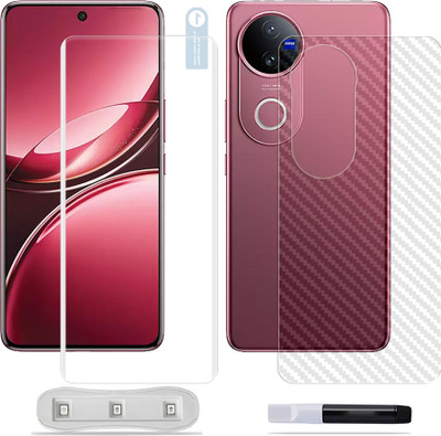 SOMTONE Front and Back Tempered Glass for vivo V50 5G Tempered Glass Screen Protector ( 1 UV TEMPERED GLASS SCREEN PROTECTOR + 1 BACK CARBON FIBER SKIN )(Pack of 1)