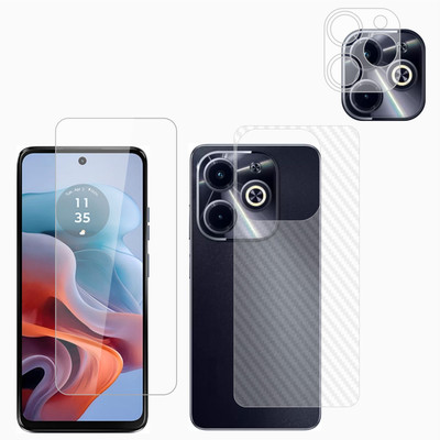 Vatsin Front and Back Tempered Glass for Tecno Spark 20C, Tecno Spark 20C [Back Carbon Fiber] [Rear Camera Lens Guard](Pack of 3)