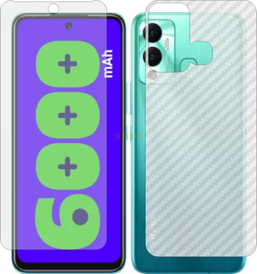 TELTREK Front and Back Tempered Glass for INFINIX HOT 12 PLAY X6816C (Front Matte Finish & Back 3d Carbon Fiber)(Pack of 2)