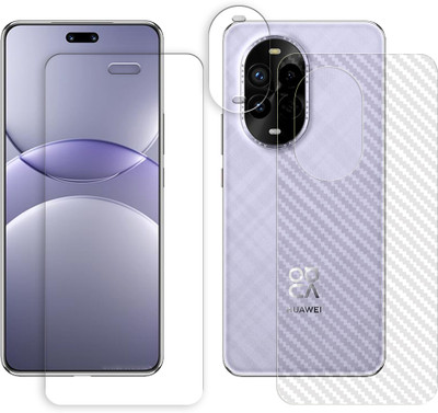 SOMTONE Front and Back Tempered Glass for Huawei nova 13 Pro 5G Tempered Glass Screen Protector | Anti-Scratch | Edge to Edge Full Coverage | 9H Hardness (1 FRONT SCREEN GUARD + 1 BACK CARBON FIBER SKIN + 1 CAMERA LENS PROTECTOR)(Pack of 1)