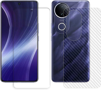 ARBAN Front and Back Tempered Glass for vivo T4R 5G Front Back Tempered Glass Screen Protector | Anti-Scratch | Edge to Edge Full Coverage | 9H Hardness ( 1 FRONT TEMPERED GLASS + 1 BACK CARBON FIBER SKIN )(Pack of 1)