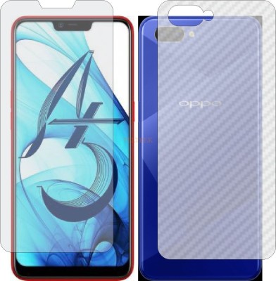 TELTREK Front and Back Tempered Glass for OPPO A5 (Front Matte Finish & Back 3d Carbon Fiber)(Pack of 2)