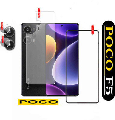 PONDRIK Front and Back Tempered Glass for POCO F5(Pack of 3)