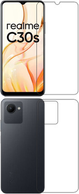 wooden craft Front and Back Tempered Glass for realme C30s {Flexible}, RMX3690, C30s(Pack of 2)