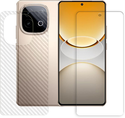 SOMTONE Front and Back Tempered Glass for vivo Y300 GT 5G Tempered Glass Screen Protector | Anti-Scratch | Edge to Edge Full Coverage | 9H Hardness (1 FRONT TEMPERED GLASS PROTECTOR + 1 BACK CARBON FIBER SKIN)(Pack of 1)