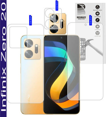 DESIBUZZ Front and Back Tempered Glass for Infinix Zero 20, (9H+ Scratch Proof,Ultra Thin Flexible Tempered), Camera Lens(Pack of 3)