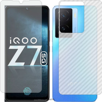 ZINGTEL Front and Back Tempered Glass for VIVO IQOO Z7 i2207 (Front Matte Finish & Back 3d Carbon Fiber)(Pack of 2)