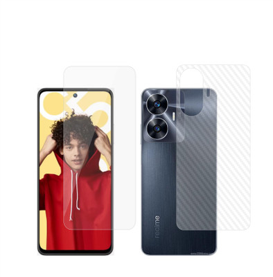 Ten To 11 Front and Back Tempered Glass for Realme C55, Realme C55 [Back Carbon Fiber](Pack of 2)