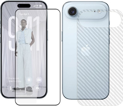 SOMTONE Front and Back Tempered Glass for Apple iPhone Air 5G Tempered Glass Screen Protector | Anti-Scratch | Edge to Edge Full Coverage | 9H Hardness ( 1 FRONT TEMPERED GLASS PROTECTOR + 1 CARBON FIBER BACK ) FX02(Pack of 1)