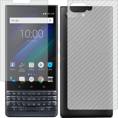 TELTREK Front and Back Tempered Glass for BLACKBERRY KEY 2 LITE (Front Matte Finish & Back 3d Carbon Fiber)(Pack of 2)