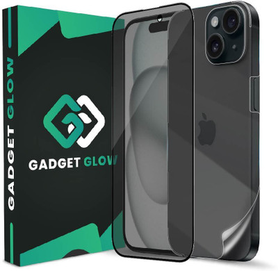 Gadget Glow Front and Back Tempered Glass for iPhone 15, Apple iPhone 15, Apple 15, ( 1 Privacy Anti Spy Glass with 1 Back Screen Guard )(Pack of 2)