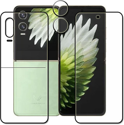 tombik Front and Back Tempered Glass for 35qz-Tecno Phantom V Flip 2-fb,lens(Pack of 3)