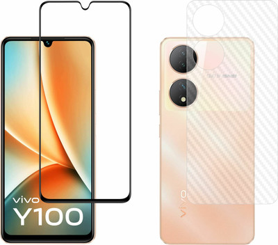 Vatsin Front and Back Tempered Glass for ViVO Y100 5G, ViVO Y100 5G [Back Carbon Fiber](Pack of 2)