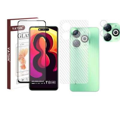 Vatsin Front and Back Tempered Glass for Infinix Hot 40i, Infinix Hot 40i [Back Carbon Fiber] [Rear Camera Lens Guard](Pack of 3)