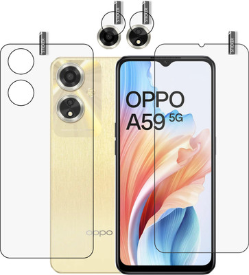 BOMGUARD Front and Back Tempered Glass for OPPO A59 5G With Camera Lens Protector(Pack of 3)