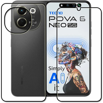 tombik Front and Back Tempered Glass for 80qz-Tecno Pova 6 Neo 5G-fb(Pack of 2)