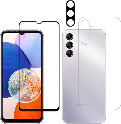 Vatsin Front and Back Tempered Glass for Samsung Galaxy A34 5G, Samsung Galaxy A34 5G [With Rear Camera Lens Guard](Pack of 3)