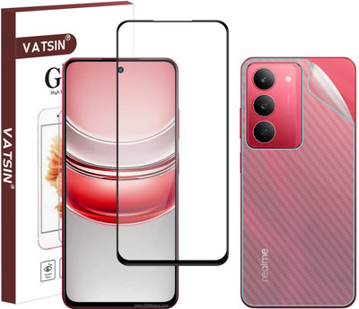 Vatsin Front and Back Tempered Glass for realme C75 5G, Realme C75 [Back Carbon Fiber](Pack of 2)