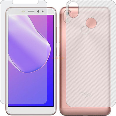 TELTREK Front and Back Tempered Glass for ITEL S42 (Front Matte Finish & Back 3d Carbon Fiber)(Pack of 2)