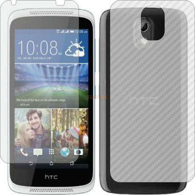 TELTREK Front and Back Tempered Glass for HTC 526G PLUS (Front Matte Finish & Back 3d Carbon Fiber)(Pack of 2)