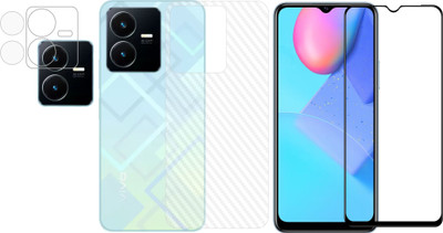 Vatsin Front and Back Tempered Glass for ViVO Y22, ViVO Y22 (Back Carbon Fiber)(Pack of 3)