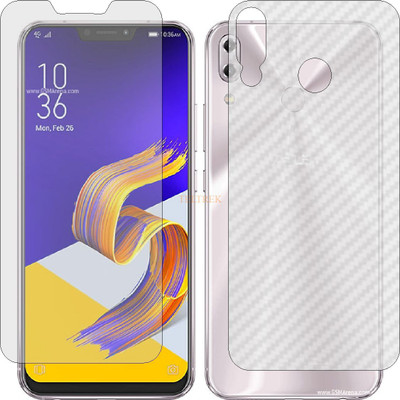 TELTREK Front and Back Tempered Glass for ASUS ZENFONE 5Z ZS621KL 2A012IN (Front Matte Finish & Back 3d Carbon Fiber)(Pack of 2)