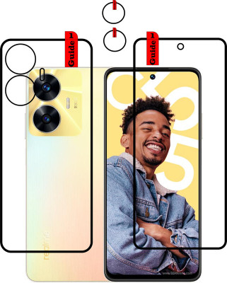 RapTag Front and Back Tempered Glass for Realme C55 [Bubble Proof] [Transparent] [Anti Scratch].91.196(Pack of 2)