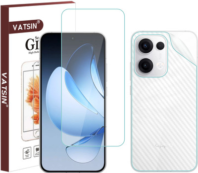 Vatsin Front and Back Tempered Glass for Oppo Reno 14, Oppo Reno 14 [Back Carbon Fiber](Pack of 2)