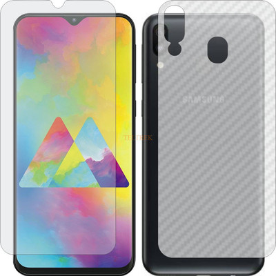 TELTREK Front and Back Tempered Glass for SAMSUNG GALAXY M20 (Front Matte Finish & Back 3d Carbon Fiber)(Pack of 2)