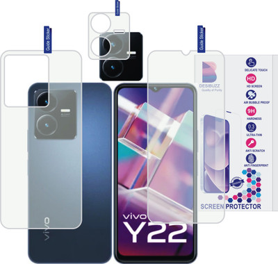 DESIBUZZ Front and Back Tempered Glass for vivo Y22(Pack of 3)