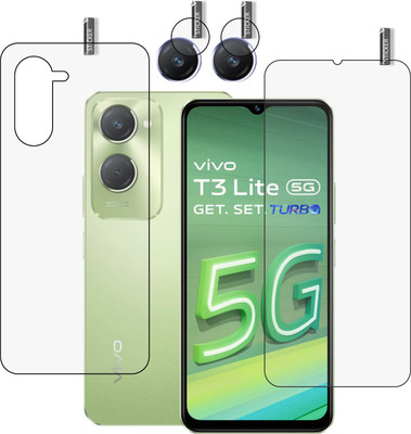 GARUDA GLASS Front and Back Tempered Glass for VIVO T3 Lite 5G with camera lens protector, VlV0 T3 Lite Camera Lens(Pack of 3)