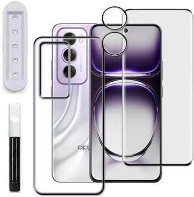 tombik Front and Back Tempered Glass for 1xq-OPPO Reno12-fb,lens uv(Pack of 3)