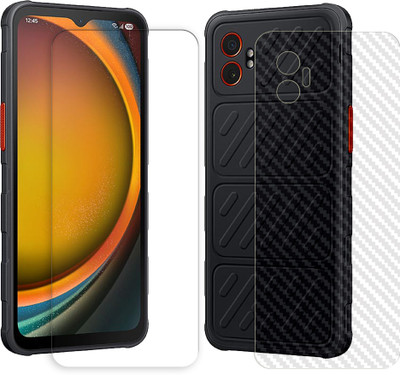 SOMTONE Front and Back Tempered Glass for Samsung Galaxy XCover7 Pro 5G Tempered Glass Screen Protector | Anti-Scratch | Edge to Edge Full Coverage | 9H Hardness (1 FRONT TEMPERED GLASS PROTECTOR + 1 BACK CARBON FIBER SKIN)(Pack of 1)