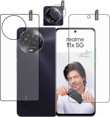 BOMGUARD Front and Back Tempered Glass for REALME 11x 5G with camera lens protector(Pack of 3)
