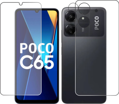 chakoor Front and Back Tempered Glass for Xiaomi Poco C65(Pack of 3)