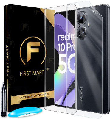 FIRST MART Front and Back Tempered Glass for Realme 10 Pro Plus 5G, Realme 10 Pro Plus, Realme 10 Pro +, ( 1 UV Tempered Glass with 1 Back Nano Fiber Guard )(Pack of 2)