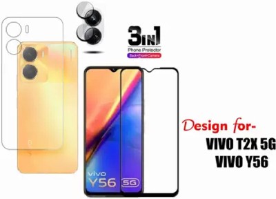 XAZE Front and Back Tempered Glass for VIVO Y 56 5G ,VIVO T2 X(Pack of 3)