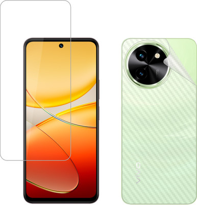 Vatsin Front and Back Tempered Glass for ViVO T3X 5G, ViVO T3X 5G [Back Carbon Fiber](Pack of 2)