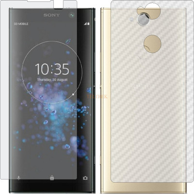 TELTREK Front and Back Tempered Glass for SONY XPERIA XA2 PLUS (Front Matte Finish & Back 3d Carbon Fiber)(Pack of 2)