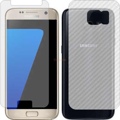 TELTREK Front and Back Tempered Glass for SAMSUNG GALAXY S7 SM G930 (Front Matte Finish & Back 3d Carbon Fiber)(Pack of 2)