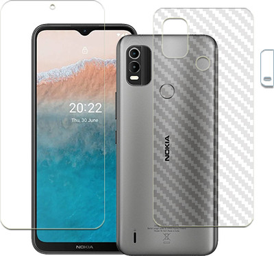 20SKY Front and Back Tempered Glass for F-Nokia C21 Plus FRONTBACK AND CAMERA LENS SCREEN GUARD(Pack of 1)