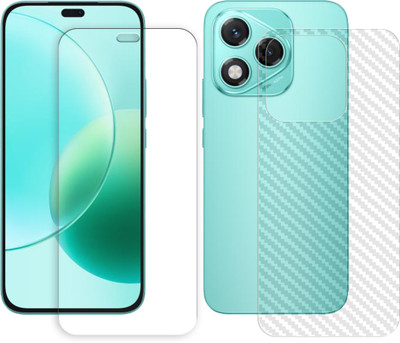 SOMTONE Front and Back Tempered Glass for Honor 400 Lite 5G Tempered Glass Screen Protector | Anti-Scratch | Edge to Edge Full Coverage | 9H Hardness (1 FRONT TEMPERED GLASS PROTECTOR + 1 BACK CARBON FIBER SKIN)(Pack of 1)