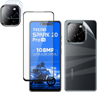 Vatsin Front and Back Tempered Glass for Tecno Spark 20 Pro 5G, Tecno Spark 20 Pro 5G [With Rear Camera Lens Guard](Pack of 3)