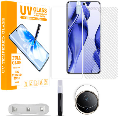 SOMTONE Front and Back Tempered Glass for vivo V50e 5G Tempered Glass Screen Protector ( 1 UV TEMPERED GLASS SCREEN PROTECTOR + 1 BACK CARBON FIBER SKIN + CAMERA LENS PROTECTOR ) UV01(Pack of 1)