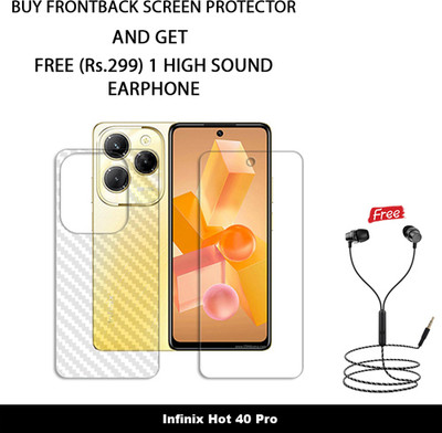 SOMTONE Front and Back Tempered Glass for FBP1-Infinix Hot 40 Pro FRONTBACK SCREEN GUARD WITH 1 HIGH SOUND EARPHONE FREE(Pack of 1)