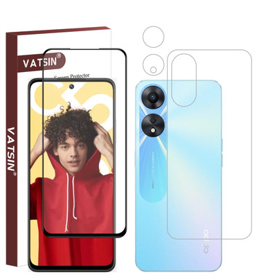 Vatsin Front and Back Tempered Glass for Oppo A58, Oppo A58 [With Rear Camera Lens Guard](Pack of 3)